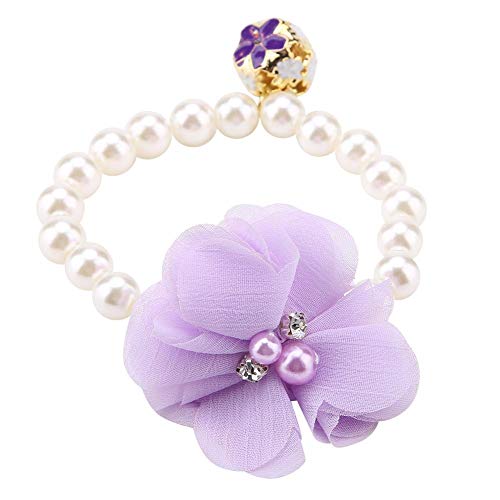 Garosa Pet Perle Blume Halskette Prinzessin Halskette Kragen zubehör für welpen Dekoration (Purple) von Garosa