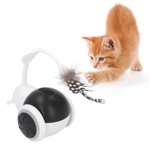Garsent Intelligentes Elektrisches Katzenspielzeug mit Fernbedienung, Interaktives Katzenspielzeug für Hauskatzen, Automatisches Mobiles Autospielzeug, Katzenspielzeug, Bewegliches (Black) von Garsent