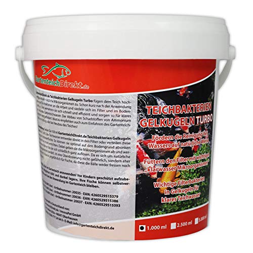 Gartenteich-Direkt Teichbakterien Gelkugeln Turbo (Mikroorganismen und Filterbakterien für den Gartenteich - Für klares Gartenteichwasser, Reinigung des Wassers), Größe:1 L von GartenteichDirekt