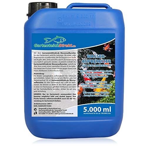 Gartenteich-Direkt Wasseraufbereiter Gartenteich (Bereitet Leitungs-, Brunnen- und Regenwasser fischgerecht auf, mit Vitaminen und Aloe Vera), Größe:5 L von GartenteichDirekt