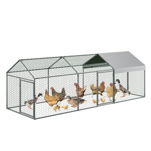 Garvee Hühnerstall Freilaufgehege, 3x1x1m Verzinktem Stahl Mit Schloss Und Wasserdichtes PE-Farbtuch, Schnell Zu Reinigen, Für Hühnerkäfig Vogelkäfig Für Hühner, Kleintiere & Pflanzen von Garvee