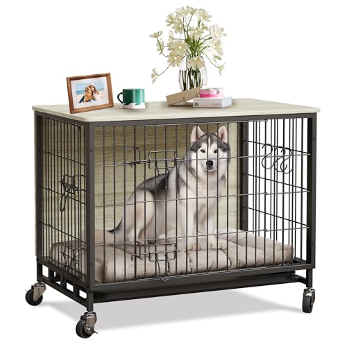 2024 Neue Hundebox Möbel, 82,5 cm mittelgroße Hundebox mit doppeltem Zugang, Interior Style Boost, Nahtlose Reinigung, Robustes & mobiles Design für das Moderne Haustier, rustikales Grau 2024 Neue Hundebox Möbel, 82,5 cm mittelgroße Hundebox mit doppeltem Zugang, Interior Style Boost, Nahtlose Reinigung, Robustes & mobiles Design für das Moderne Haustier, rustikales Grau von GarveeHome