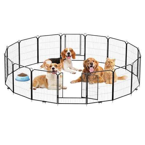 Hunde-Laufstall, tragbar, extra groß, 16 Paneele, 81,3 cm, höhenverstellbar, mit Tor, perfekt für mittelgroße und große Hunde, einfach zu verstauen, anpassbares Layout für Innenbereich, Hof, Hunde-Laufstall, tragbar, extra groß, 16 Paneele, 81,3 cm, höhenverstellbar, mit Tor, perfekt für mittelgroße und große Hunde, einfach zu verstauen, anpassbares Layout für Innenbereich, Hof, von GarveeLife