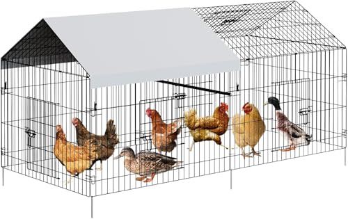 GarveeMore Hühnerstall aus Metall, groß, für den Außenbereich, 330 x 102 x 102 cm, wasserdicht, Laufgehege, Gittergehege, 4 Türen, 1 Fenster, Lebensräume für Gänse, Enten, Kaninchen, Haustiere GarveeMore Hühnerstall aus Metall, groß, für den Außenbereich, 330 x 102 x 102 cm, wasserdicht, Laufgehege, Gittergehege, 4 Türen, 1 Fenster, Lebensräume für Gänse, Enten, Kaninchen, Haustiere von GarveeMore