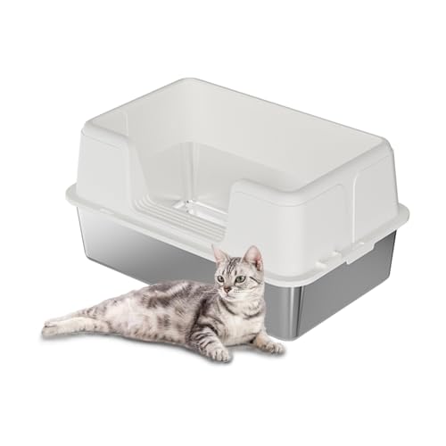 GarveeMore Katzentoilette aus Edelstahl, XXL, Katzentoilette, halbgeschlossen, auslaufsicher, abnehmbar, Katzentoilette, 60 x 40 x 36,5 cm, Weiß GarveeMore Katzentoilette aus Edelstahl, XXL, Katzentoilette, halbgeschlossen, auslaufsicher, abnehmbar, Katzentoilette, 60 x 40 x 36,5 cm, Weiß von GarveeMore