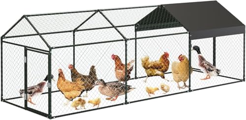 Hühnerstall, verzinkter Stahl, Hühnergehege mit Abdeckung, wasserdicht und UV-beständig, für Hühnerstall 12-20 Hühner, 30 x 100 x 100 cm, für Hühner, Kaninchen und andere kleine Tiere von GarveeMore