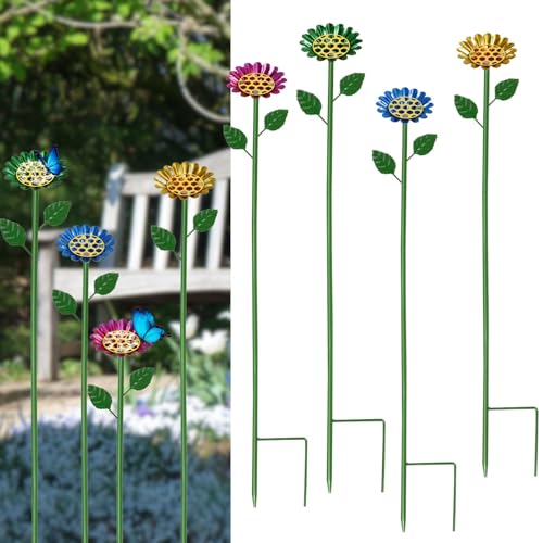 4 Stück 65cm Insektentränke Stehend mit Honigwabenscheiben für Garten Durchmesser 8cm mit Erdungsstecker Metall, Bienentränke, Garten Bauernhof für Bienen Schmetterlingsbad von Gatphy