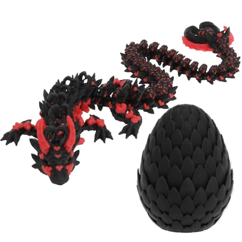 Gatphy 3D Drache Im Ei Gedruckter Drachenei mit Drache Figur Liebesdrache Leuchtende Farben Realistische Texturen Tolles für Brettspieler Sammler Fantasy-Fans Weihnachten Ostern(schwarz) von Gatphy