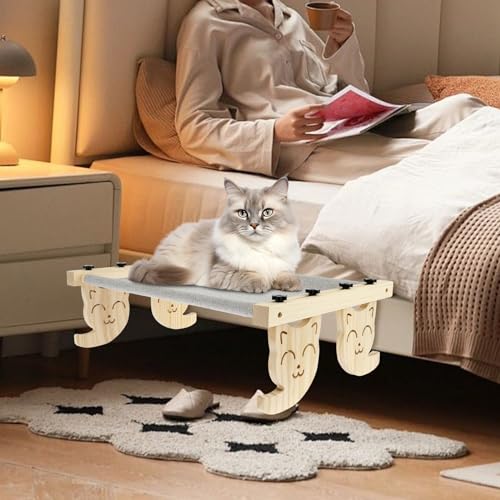 Heizkörperbett zum Aufhängen für Katzen – Hängematte aus weichem Plüsch, bequem, warm, abnehmbar, Hängekorb, Kapazität 5 kg (Holz) von Gatphy