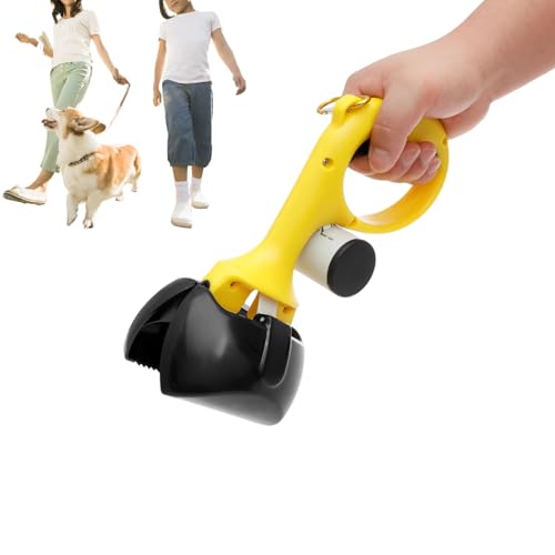 Hundekotsammler Große Mittelgroße und Kleine, 24x12,5cm, Hundekotschaufel mit Ergonomischer, Bequemer Griff, Sägezahn Große Kapazität (Gelb) von Gatphy