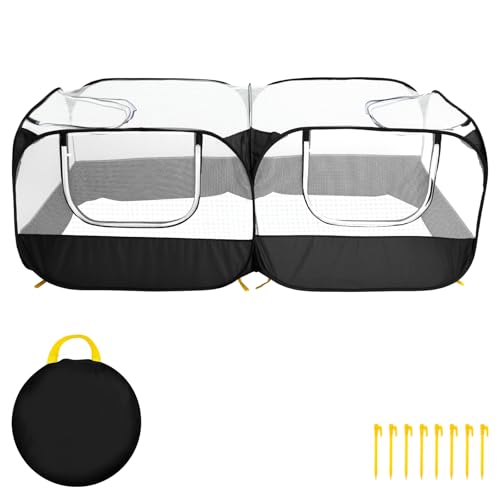 Laufstall Katzen Hund 185x92cm Pet Playpen Tragbarer Hühnerstift mit Abnehmbarem Boden Reißverschluss Tür Faltbares Haustiergehäuse für Innenräume Freien Kätzchen Kaninchen(Blau) von Gatphy