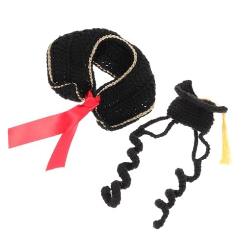 Gatuida 1 Satz Abschlusshut für Welpen Stichworte erste Welpen-Outfits Kragen Hunde-Outfit tierkostüme hundekleidung Katzen-Abschlusskappe mit Quaste Haustier-Abschluss-Foto-Requisite Garn von Gatuida