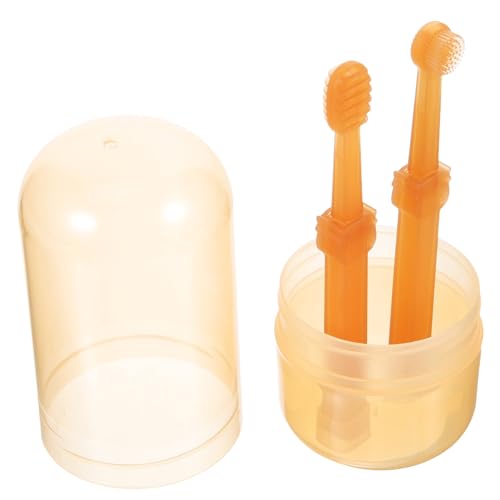 Gatuida 1 Satz Haustier Zahnbürste Spender Für Wassernapf Für Lecken Zahnpasta -PIPI-pad Welpenzahnbürste Produkte Hundepflegeset Hund Zahnärztlich Light Brown Plastik von Gatuida