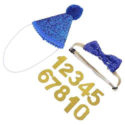Gatuida 1 Satz Hut-Fliege-Set Haustier Fliege Haustier Bowknots Haustier tiermütze hundefressnäpfe katzenmützen Katzen-Partyhüte Welpe Fliege Hundegeburtstagsmütze Stoff Blue von Gatuida