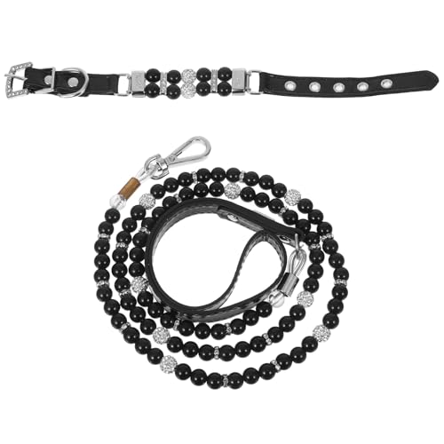 Gatuida 1 Set Hundehalsband mit Perlen, verstellbares Welpenhalsband und Leine, dekorative Haustier-Seilleine für Spaziergänge im Freien, täglich und zum Training Gatuida 1 Set Hundehalsband mit Perlen, verstellbares Welpenhalsband und Leine, dekorative Haustier-Seilleine für Spaziergänge im Freien, täglich und zum Training von Gatuida