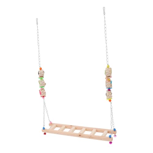 Gatuida Hahn Kletterleiter Hängeschaukel für Haustierkäfige Lustiges Hühner Hängespielzeug aus Robustem Holz für Hühner Vögel und Papageien Haustierzubehör mit Langlebigen Farben von Gatuida
