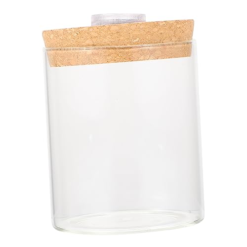 Gatuida 1 Stück Landschaftsflasche dekorativ Aquarium Aquarium klein live runden led ligts led-Light fischteller miniaqarium Flasche aus Borosilikatglas Glasflasche mit Deckel Holz Weiß von Gatuida