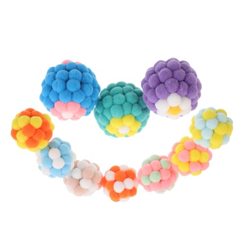 Gatuida 10 Stück Bunte Katzenspielzeug Bälle mit Eingebauter Glocke Weiche Flauschige Jagd und Kau Spielzeuge und Aktivität für Kätzchen Indoor von Gatuida