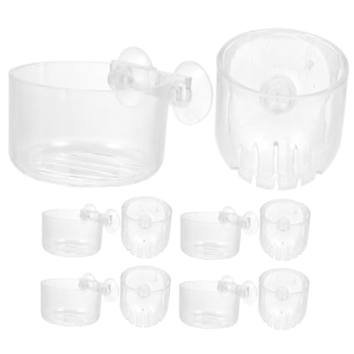 Gatuida 10 Stück Wasserpflanzenbecher Schwebend natürlich Aquarium-Topfhalter Pflanzenhalter mit Saugnapf Loch hängende Pflanzgefäße für Aquarien Acryl-Wasserpflanzer Aquariumpflanzenbügel von Gatuida