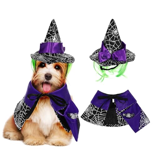 Gatuida Katzen-Halloween-kostüm Hund Cape Für Katze Welpen Pet Halloween Cosplay Mantel Kostüm Mit Hut Für Haustier von Gatuida