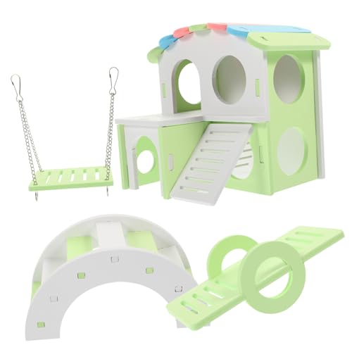 Gatuida 1Satz Teiliges Hamsterhaus Mit Farbenspielplatz Hamsterbrücke Schaukel Und Große Villa Langlebiges Hamster Für Rennmäuse Und Zwerghamster Käfigzubehör von Gatuida