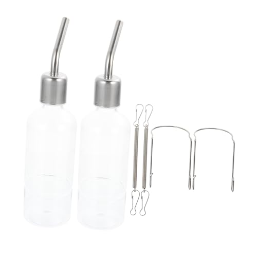 Gatuida 2 STÜCK Kleintier Trinkflasche aus Kunststoff und Edelstahl Auslaufsicherer Wasserspender mit Transparentem Design Einfach zu Montierende Hängende Wasserflasche für Kaninchen von Gatuida