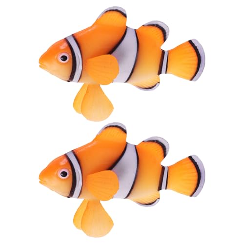 Gatuida 2 Stück Aquarium-Anemonenfisch-Ornament aus Silikon, künstlich, schwimmend, lebensechte Fischfiguren für die Landschaftsgestaltung im Aquarium, Unterwasserdekoration von Gatuida