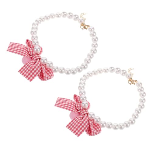 Gatuida 2 Stück Blumenperlen Kragen mit Schleife Hundehalsband für Kleine Katzen und Hunde Accessoire für Partys und Fotoshootings von Gatuida