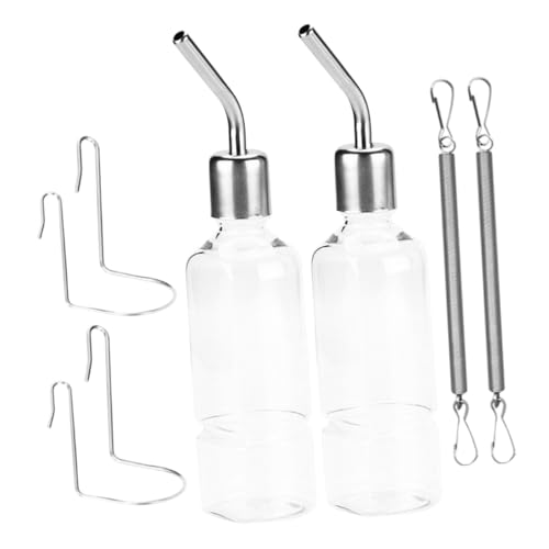 Gatuida 2 Stück Hängende Wasserspender für Kaninchen Meerschweinchen Hamster Auslaufsicherer Trinkflasche mit Edelstahl Kugelventil Umweltfreundlich Einfach zu Montieren und Transparent von Gatuida