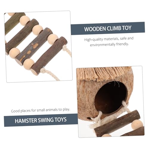 Gatuida 2 Stück Hamster Kokosnussschalen Nest mit Leiter Teiliges Hängendes Kleintierbett für Hamster Meerschweinchen Vögel Einfach zu Montierendes Natürliches Kuschelnest für Käfige und von Gatuida