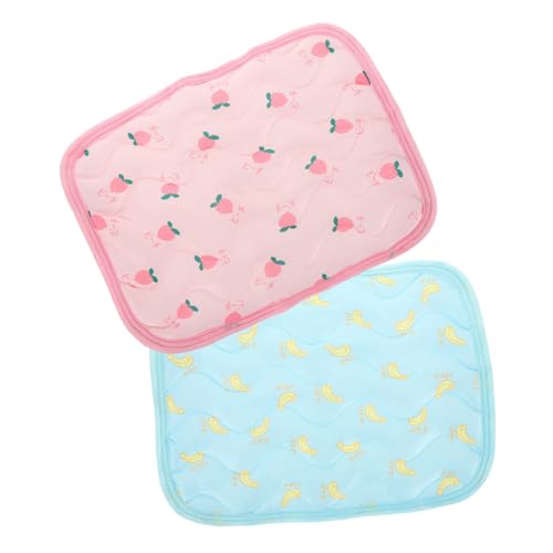 Gatuida 2 Stück Hamster Kühlmatte Atmungsaktiv Kühles Schlafpad für Kleintiere Sommerbett für Kaninchen und Meerschweinchen Robustes Tragbares Haustier Kühlkissen Rosa Blau Banane von Gatuida