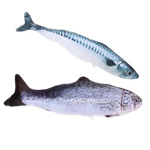 Gatuida 2 Stück Interaktives Katzen Spielzeugset Pack Fischform Katzenminze Plüsch für Kätzchen und Katzen Fördert Bewegung und Spielspaß von Gatuida
