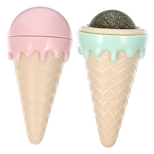 Gatuida 2 Stück Katzen Eiscreme aus Katzenminze Cartoon Acorn für Katzen Interaktive Lick und Kau Spielzeuge für Zahnpflege Grünes und Rosa von Gatuida