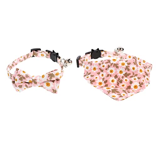 Gatuida 2 Stück Katzenhalsband mit Schleife und Dreiecks Schal Verstellbar Süßes Kostümzubehör für Kätzchen für Besondere Anlässe Atmungsaktiv und Komfortabel von Gatuida