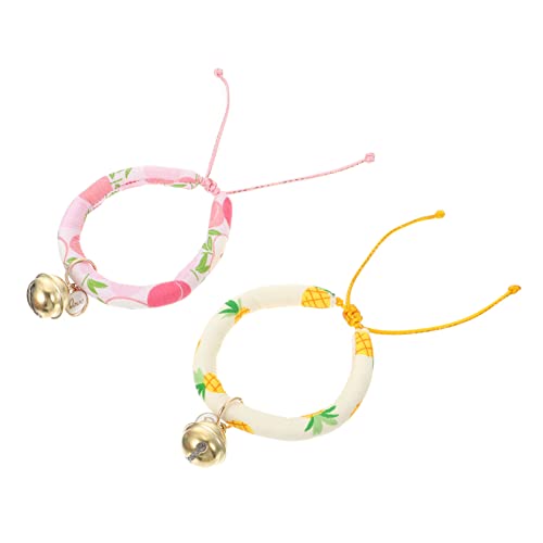 Gatuida 2 Stück Lustiges Haustierhalsband für Katzen und Verstellbar und Atmungsaktiv Teiliges Ananas und Pfirsichfarbe mit Glöckchen für und Stil von Gatuida