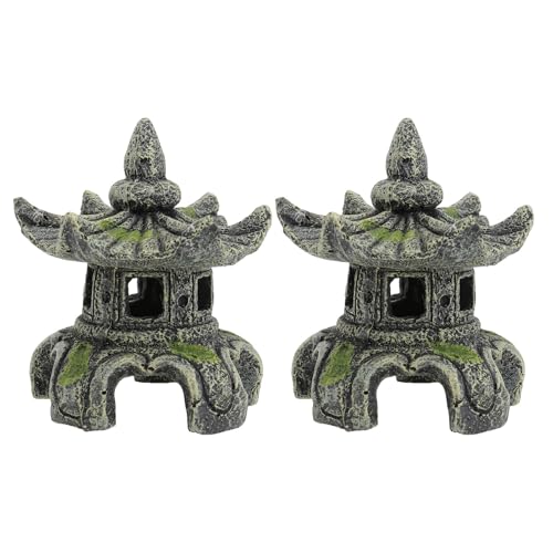 Gatuida 2 Stück Mini-Pagoden-Aquarium-Ornament – ​​Miniatur-Feengarten-Dekoration – Japanische Laterne, Feen-Dekor für Mikro-Landschaft, Bonsai, Hof-Dekoration von Gatuida