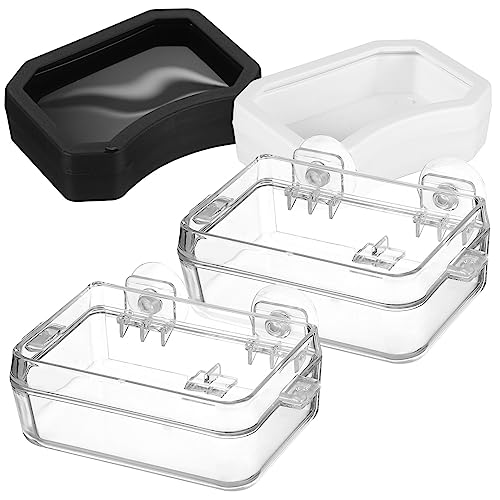 Gatuida 2 Stück Reptilien Futter und Wasserschalen Fluchtgeschützte Futterschale mit Wasserbehältern für Eidechsen Bartagamen und Geckos Transparent und Sicher aus Lebensmittelechtem von Gatuida