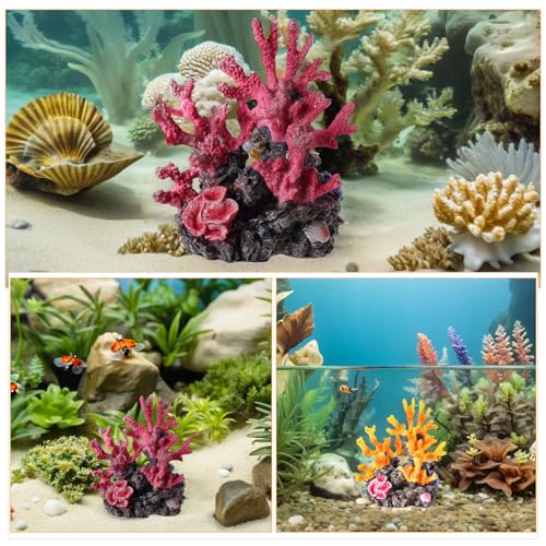 Gatuida 2 stücke Künstliche Korallen Dekoration Gefälschte Meer Pflanze Ornament Strand Küsten Skulptur Statue für Aquarium Fisch Tank Tischplatte Regal von Gatuida