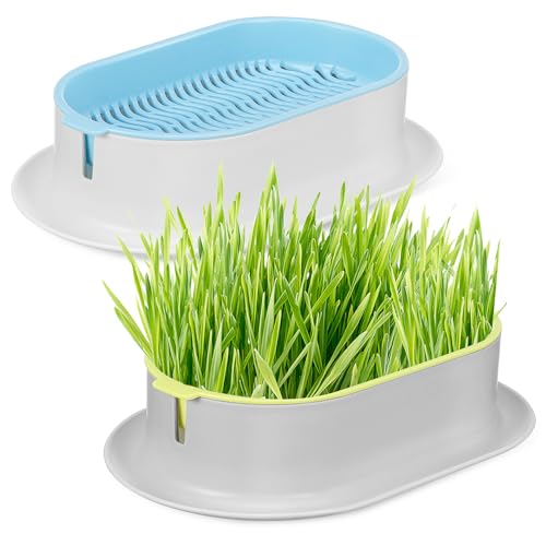 Gatuida 2Stücke Katzengras Anzuchtset Hydroponischer Pflanztopf für Katzen Stilvoller Platzsparender Katzengras Behälter für Gesunde Snacks für Kleine Wohnungen von Gatuida
