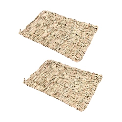 Gatuida 2Stücke Strohmatten für Hamster und Kleintiere Beige Schlafkissen und Nester aus Natürlichem Gras für Meerschweinchen Stresslinderung von Gatuida
