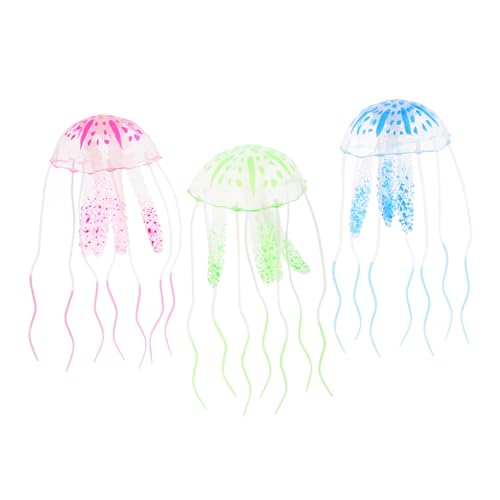 Gatuida 3 Stück Fluoreszierende Quallen Aquarium-Deko Meeresbewohner Modell Kleine Wasserfeste Fischtank Dekoration für Aquarien und Fischbecken von Gatuida