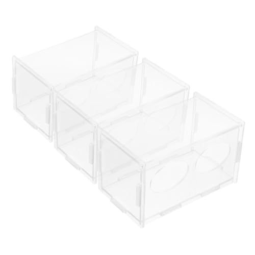 Gatuida 3 Stück Klare Rutin Hühnerfütterungsboxen Praktischer Futterspender für Küken und Wachteln Leicht zu Reinigen Design Fördert Sauberkeit und Abfall von Gatuida