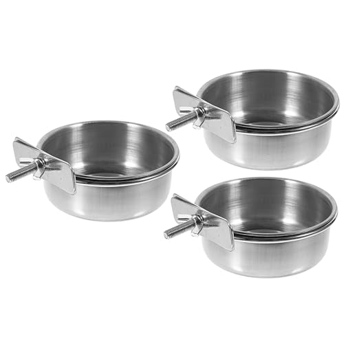 Gatuida 3 Stück Papageienfutterbecher Papageien-fütterungsbecher Vogelhäuschen Für Papageien Essen Futterspender Für Papageienkäfige Vogelfutterschale Tasse Groß Rostfreier Stahl Silver von Gatuida