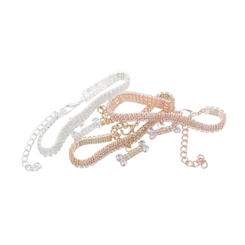 Gatuida 3 Stück Teiliges Haustierhalsband mit Verstellbarem Knochenanhänger für Hunde und Katzen Eleganter Schmuck für Besondere Anlässe und Neujahrsfeiern Erhältlich Silber Gold und von Gatuida