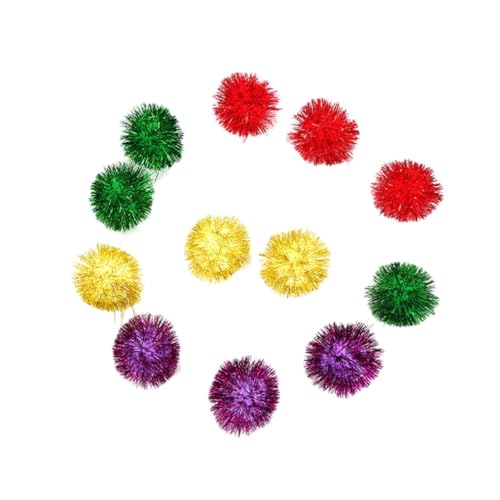Gatuida 30 Stück Teiliges Katzenspielzeug mit Bunten Glitzernden Tinsel Pom Pom Bällen Kleine Interaktive Spielbälle für Katzen Fördert Bewegung und Spielspaß von Gatuida