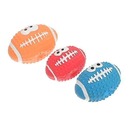 Gatuida 3Stücke Interaktive Quietsch Rugby Bälle Aus Langlebigem Latex Für Kleine Fördert Spielspaß Und Zahnpflege Zufällig Ausgewählt von Gatuida