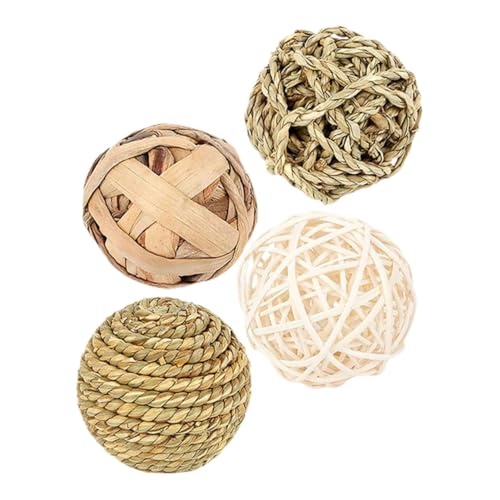 Gatuida 4 Stück Hamster-Takraw-Ball- Igelball Hamsterbälle Aktivitätsspielzeug zum Zahnen Hamster nager kleines Tierkugelspielzeug Hasenkauspielzeug Stroh von Gatuida