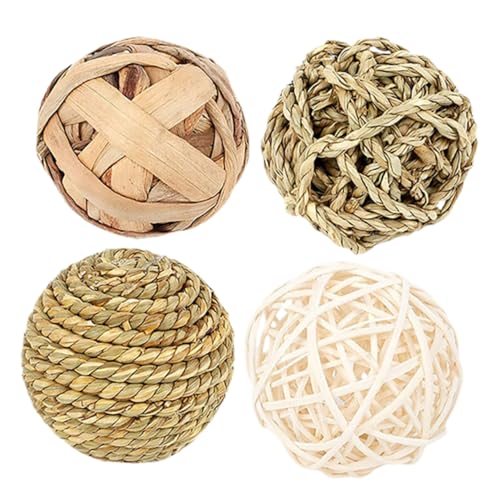 Gatuida 4 Stück Hamster-Takraw-Ball- Igelball Hamsterspielzeug Hamsterkäfig Hasen Hamster nager Rattenballspielzeug Kaninchenspielzeug gegen Langeweile Stroh von Gatuida