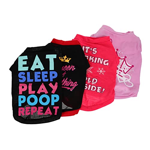 Gatuida 4 Stück Teiliges Hundeshirt für Sommer Leichter Pullover für Haustiere Bequemes Sweatshirt für Kleine Hunde für Freizeitaktivitäten Erhältlich Rosa Schwarz von Gatuida