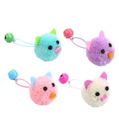 Gatuida 4 Stück Teiliges Katzenspielzeug Plüschmaus mit Glöckchen Interaktive Kuscheltiere für Katzen Fördert Bewegung und Koordination in Rosa für Katzenbesitzer und Kätzchen von Gatuida